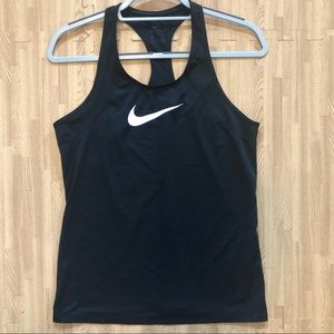 EUC Nike racer back logo tank top, black size medium, mesh-like fabric